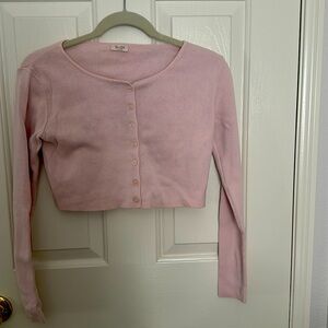 John Galt/Brandy Melville long sleeve pink button crop